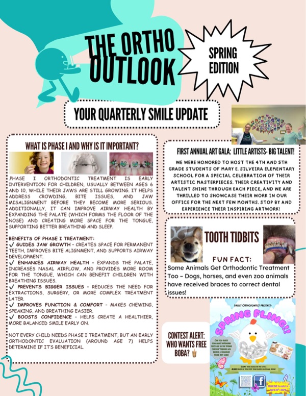 Cover of the Spring 2025 issue of The Ortho Outlook, the Valley Orthodontics quarterly newsletter
