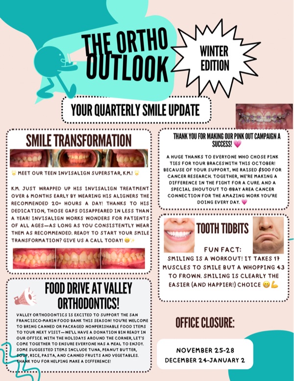 Cover of the Winter 2024 issue of The Ortho Outlook, the Valley Orthodontics quarterly newsletter