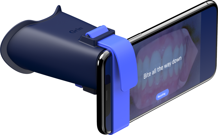 Patient using Grin remote monitoring during orthodontic treatment