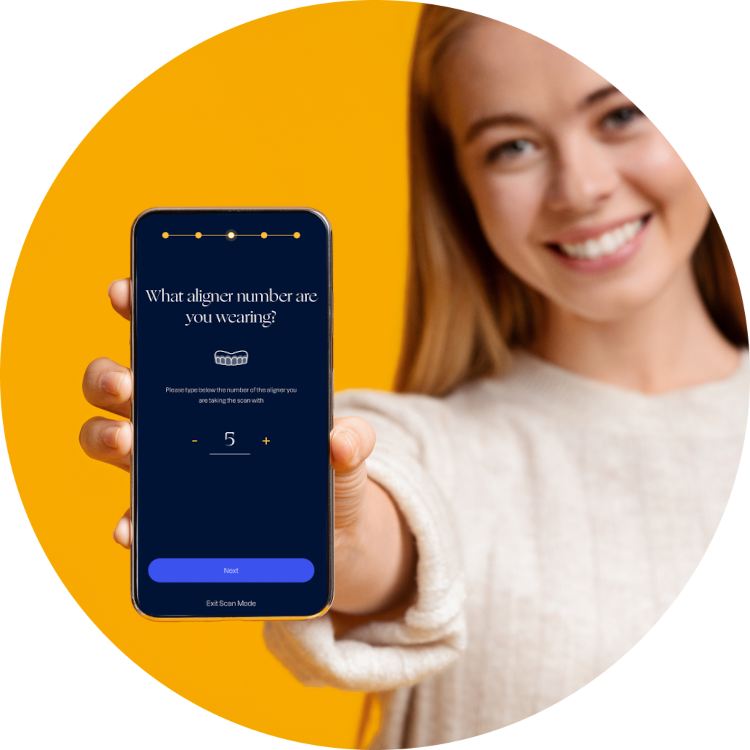 Grin app guiding an at-home orthodontic scan